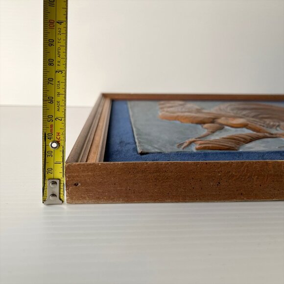 Vintage Copper Rooster Embossed Framed Wall Art Farmhouse French Country Decor - Picture 5 of 5